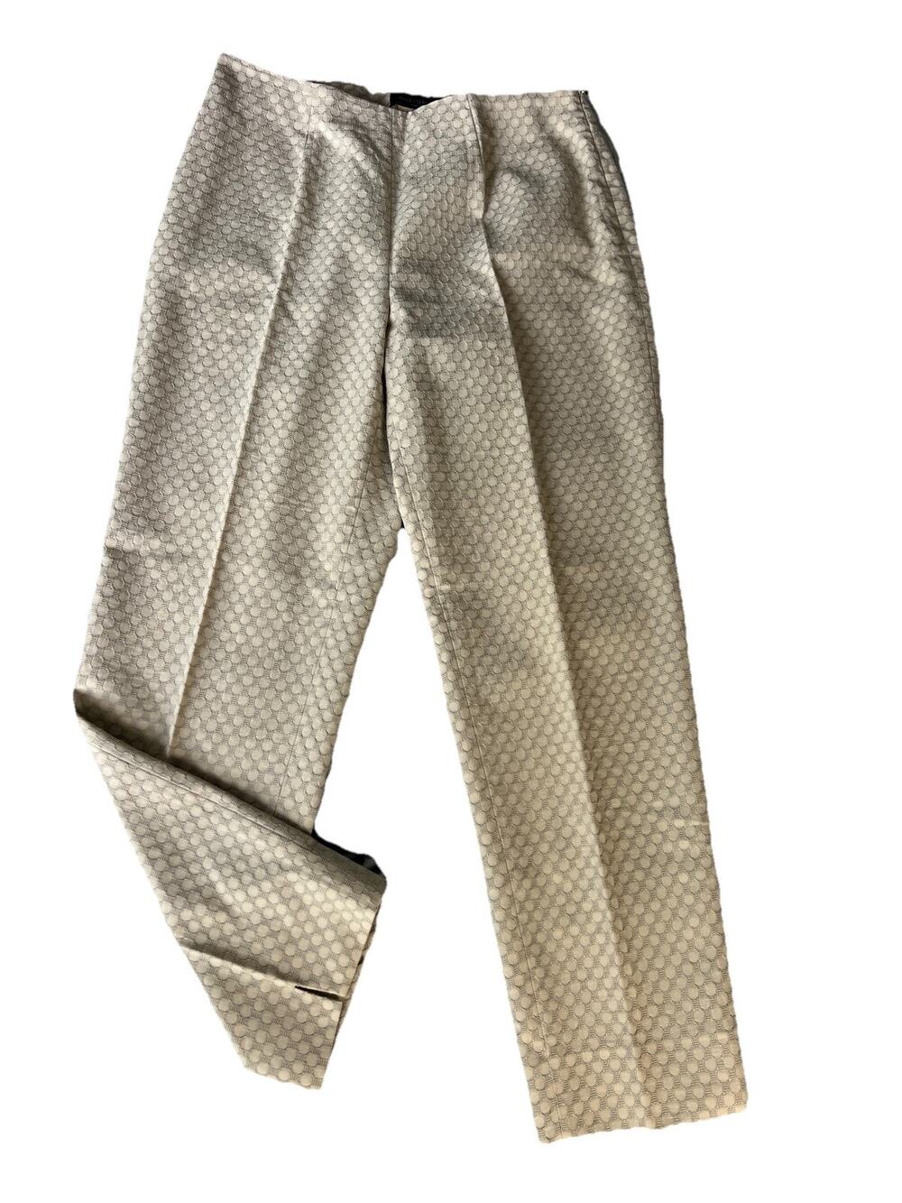 Piazza Sempione Audrey M Printed Cotton Black & Tan Slim Cropped Pants Italy